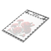 Zwart-wit bloemengingham _ Visiebord Notitieblok (Schuin)