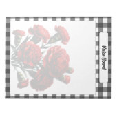 Zwart-wit bloemengingham _ Visiebord Notitieblok (Voorkant)