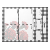 Zwart-wit bloemengingham_ Ziekte Temp 1 Notitieblok (Voorkant)