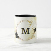 Zwart & wit bloemengoud mok (Midden)