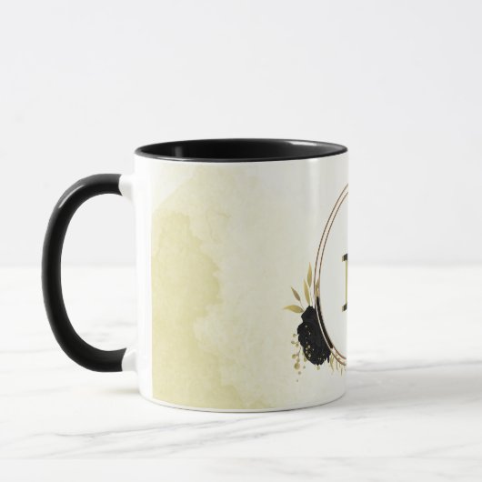Zwart & wit bloemengoud mok (Links)