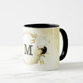 Zwart & wit bloemengoud mok (Voorkant rechts)