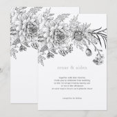 Zwart-wit bloemenillustratie bruiloft kaart (Voorkant / Achterkant)