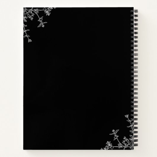 zwart wit bloemenkam Monogram Journal Notitieboek (Achterkant)