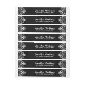 Zwart-wit bloemenkant ontwerp omwikkelbaar adreslabel (Vel)