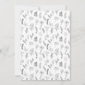 Zwart wit bloemenkrans boho bruiloft uitnodiging (Achterkant)
