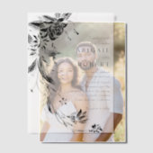 Zwart-wit bloemenkrans bruiloft vellum uitnodigingen (Offset (Koppel))