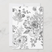 Zwart Wit Bloemenlijn Art 60e Verjaardag Kaart (Achterkant)