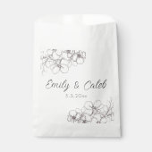 Zwart & Wit Bloemenlijn Kunst Bruiloft Bedankzakje (Voorkant)