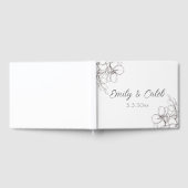 Zwart & Wit Bloemenlijn Kunst Bruiloft Gastenboek (Volledig)