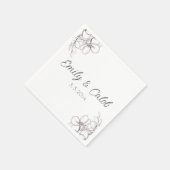 Zwart & Wit Bloemenlijn Kunst Bruiloft Servet (Hoek)