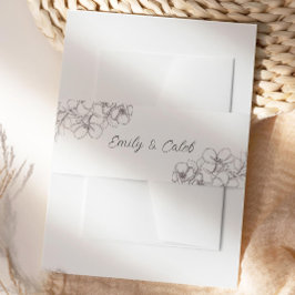 Zwart & Wit Bloemenlijn Kunst Uitnodigingen Wikkel