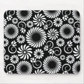 zwart-wit bloemenmuismatje muismat (Voorkant)