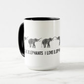 Zwart & Wit Bloemenolifant 2 Mok (Voorkant links)