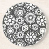 Zwart-wit bloemenonderzetter zandsteen onderzetter (Voorkant)