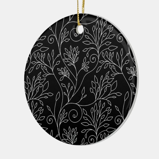 Zwart-wit bloemenornament keramisch ornament (Links)