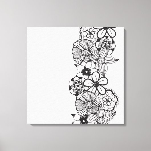 Zwart-wit Bloemenoverzicht Canvas Afdruk (Voorkant)