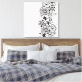 Zwart-wit Bloemenoverzicht Canvas Afdruk (Insitu (Slaapkamer))