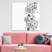 Zwart-wit Bloemenoverzicht Canvas Afdruk (Insitu (Woonkamer))