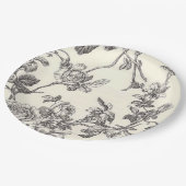 Zwart-wit bloemenpapier Borden Papieren Bordje (Gekanteld)