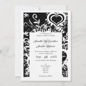 Zwart-wit bloemenpapier gesneden bruiloft kaart (Voorkant)
