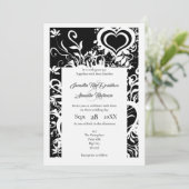 Zwart-wit bloemenpapier gesneden bruiloft kaart (Staand voorkant)