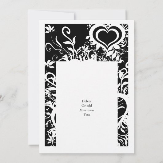 Zwart-wit bloemenpapier gesneden bruiloft kaart (Achterkant)