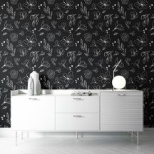 Zwart wit bloemenpatroon botanische donkere bloeme