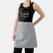  zwart-wit bloemenpatroon Naam Schort (Insitu)