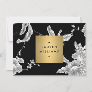  zwart-wit bloemenpatroon Notecard Notitiekaartje