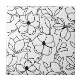 Zwart wit bloemenpatroon tegeltje (Voorkant)
