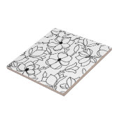 Zwart wit bloemenpatroon tegeltje (Zijkant)