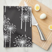 Zwart wit bloemenpatroon theedoek (Quarter Fold)