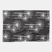 Zwart wit bloemenpatroon theedoek (Horizontaal)