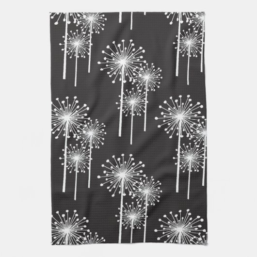 Zwart wit bloemenpatroon theedoek (Verticaal)