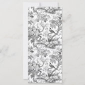 Zwart wit bloemenporselein bruiloft menu kaarten (Achterkant)