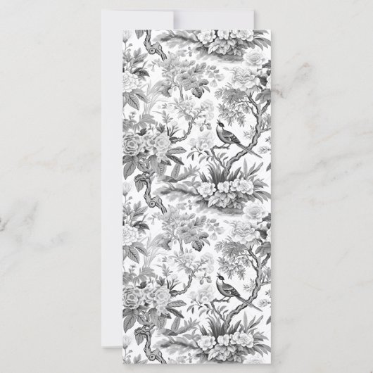 Zwart wit bloemenporselein bruiloft menu kaarten (Achterkant)