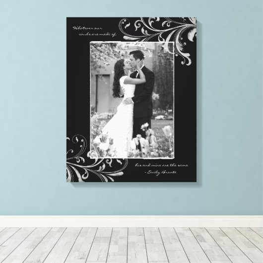 Zwart Wit Bloemenportret Fotosjabloon Afbeelding Canvas Afdruk (Insitu (Houten vloer))