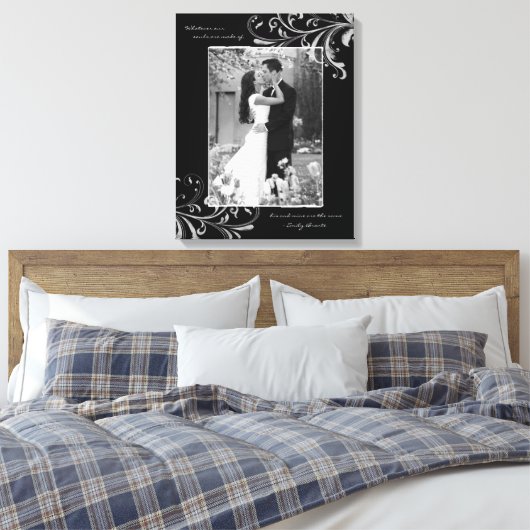 Zwart Wit Bloemenportret Fotosjabloon Afbeelding Canvas Afdruk (Insitu (Slaapkamer))