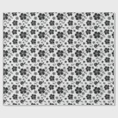 Zwart-wit bloemenprint cadeaupapier (Vlak)