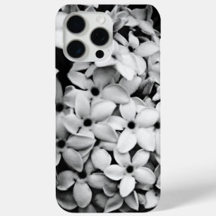 zwart-wit bloemenprint iPhone 15 pro max hoesje