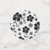 Zwart-wit bloemenprint confetti (Kleine voorkant)
