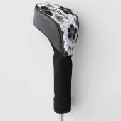 Zwart-wit bloemenprint golfheadcover (Schuin)