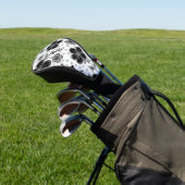 Zwart-wit bloemenprint golfheadcover (Insitu)