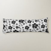 Zwart-wit bloemenprint lichaamskussen (Achterkant)