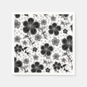 Zwart-wit bloemenprint servet (Voorkant)