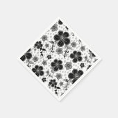 Zwart-wit bloemenprint servet (Hoek)