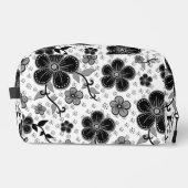 Zwart-wit bloemenprint toilettasje (Voorkant)