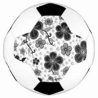 Zwart-wit bloemenprint voetbal