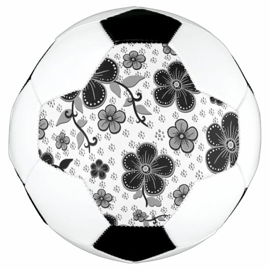 Zwart-wit bloemenprint voetbal (Voorkant)